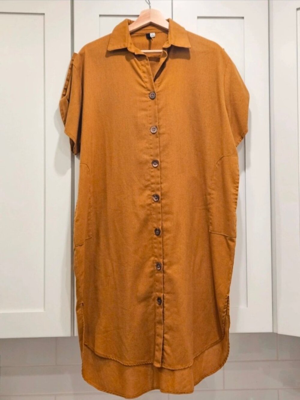 New Directions Woman Mustard Linen Oversized Shirt Dress Size 6